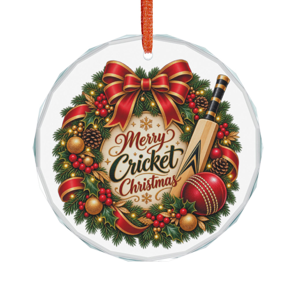 Merry Cricket Christmas Glass Ornament | Cricket Fan Gift