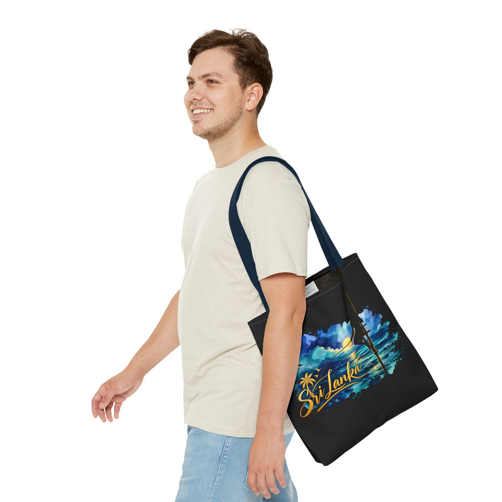 Sri Lanka Stilt Fisherman Tote Bag Island Dusk Beach Bag