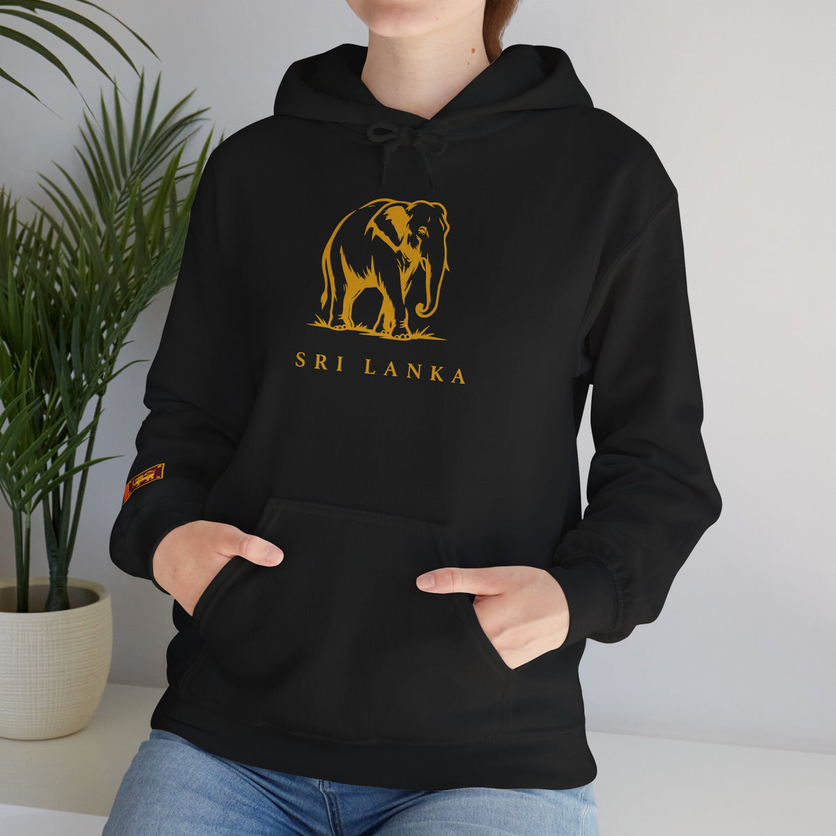 Sri Lanka Elephant Unisex Hoodie Gold Heritage Design
