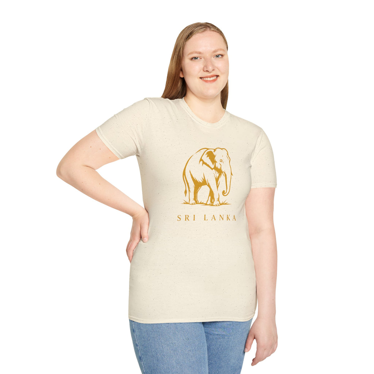 Sri Lanka Elephant Unisex T-Shirt Minimal Ochre Graphic Tee