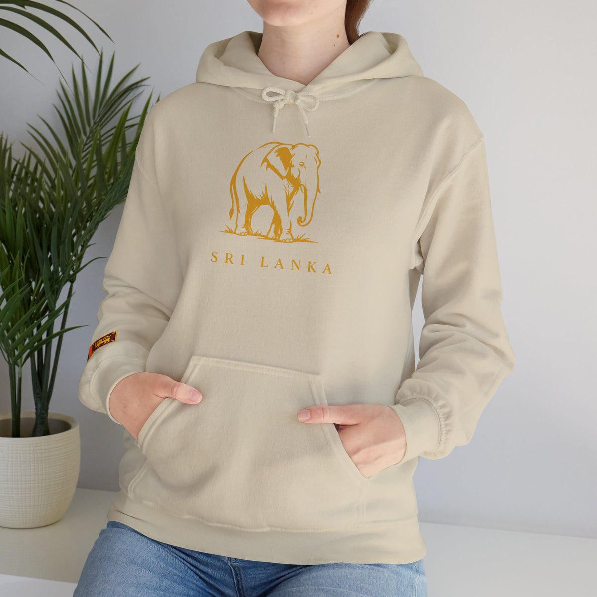 Sri Lanka Elephant Unisex Hoodie Gold Heritage Design
