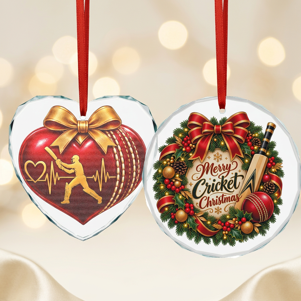 Merry Cricket Christmas Glass Ornament | Cricket Fan Gift