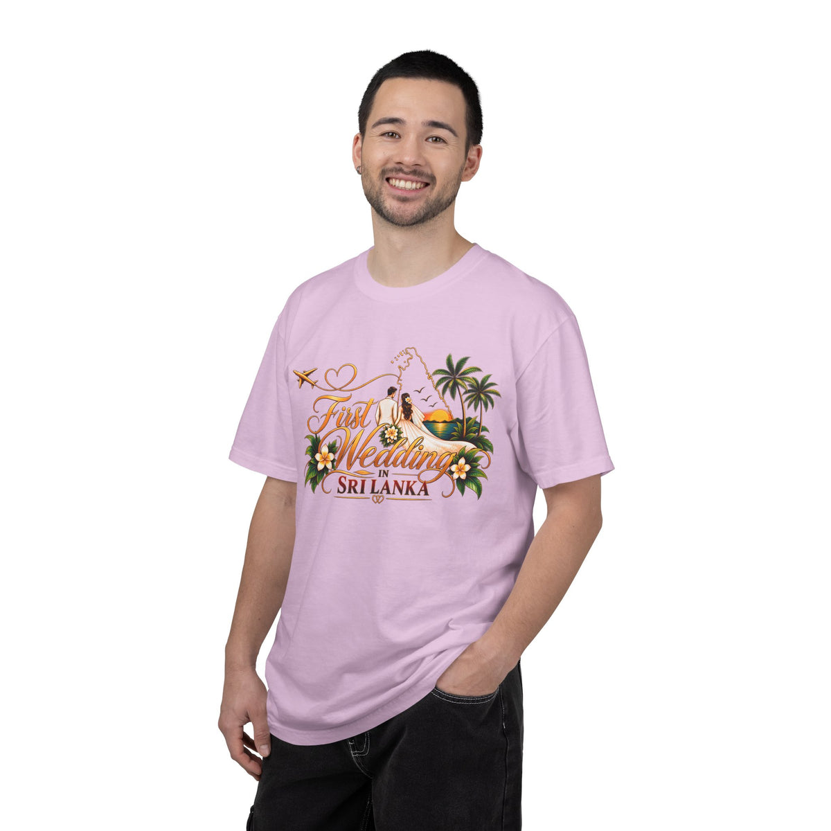Sri Lanka Destination Wedding T-Shirt — "First Wedding Sri Lanka" Couple Tee (Roshini & Rohan 2026)