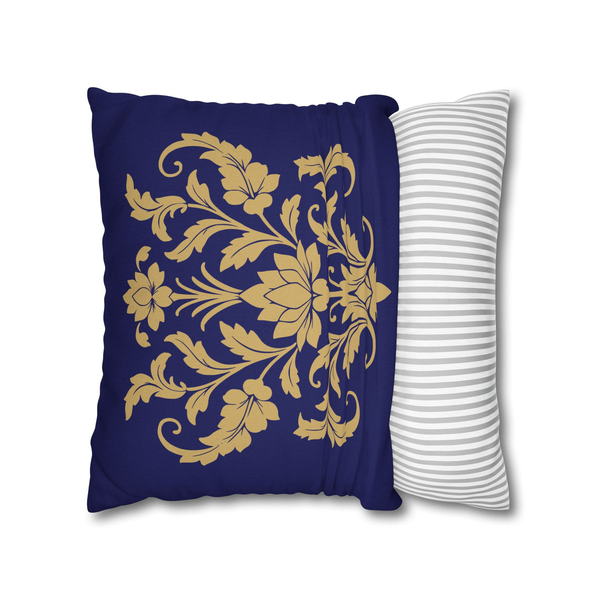Kandyan Heritage Cushion Cover – Navy & Gold Floral Pillowcase
