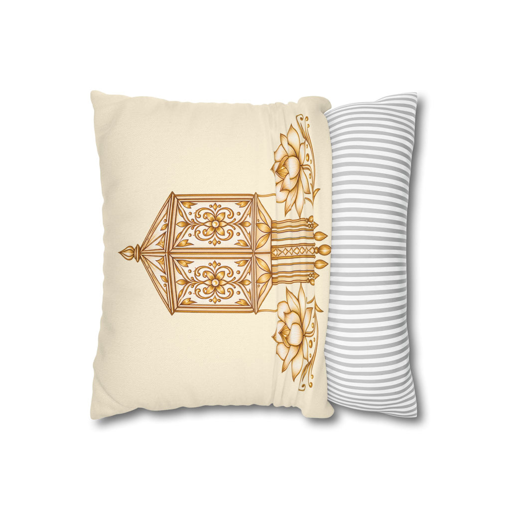 Lotus & Lantern Cushion Cover – Sri Lankan Gift Pillowcase
