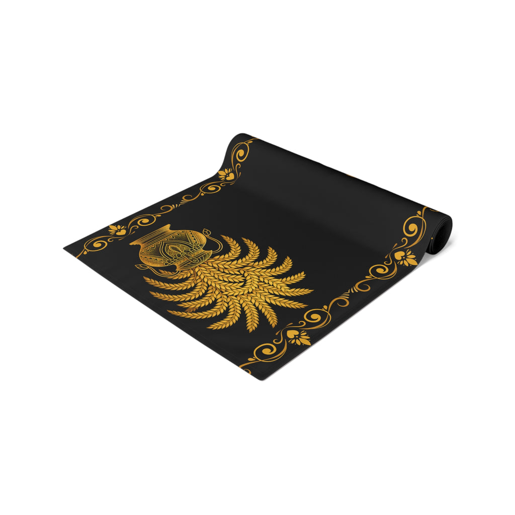Punkalasa Table Runner Sri Lankan Gold Blessing Black Baroque Dining Table Linen