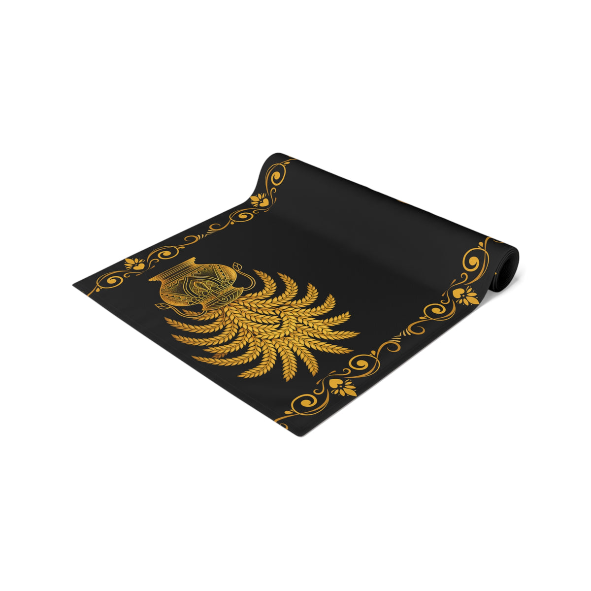 Punkalasa Table Runner Sri Lankan Gold Blessing Black Baroque Dining Table Linen