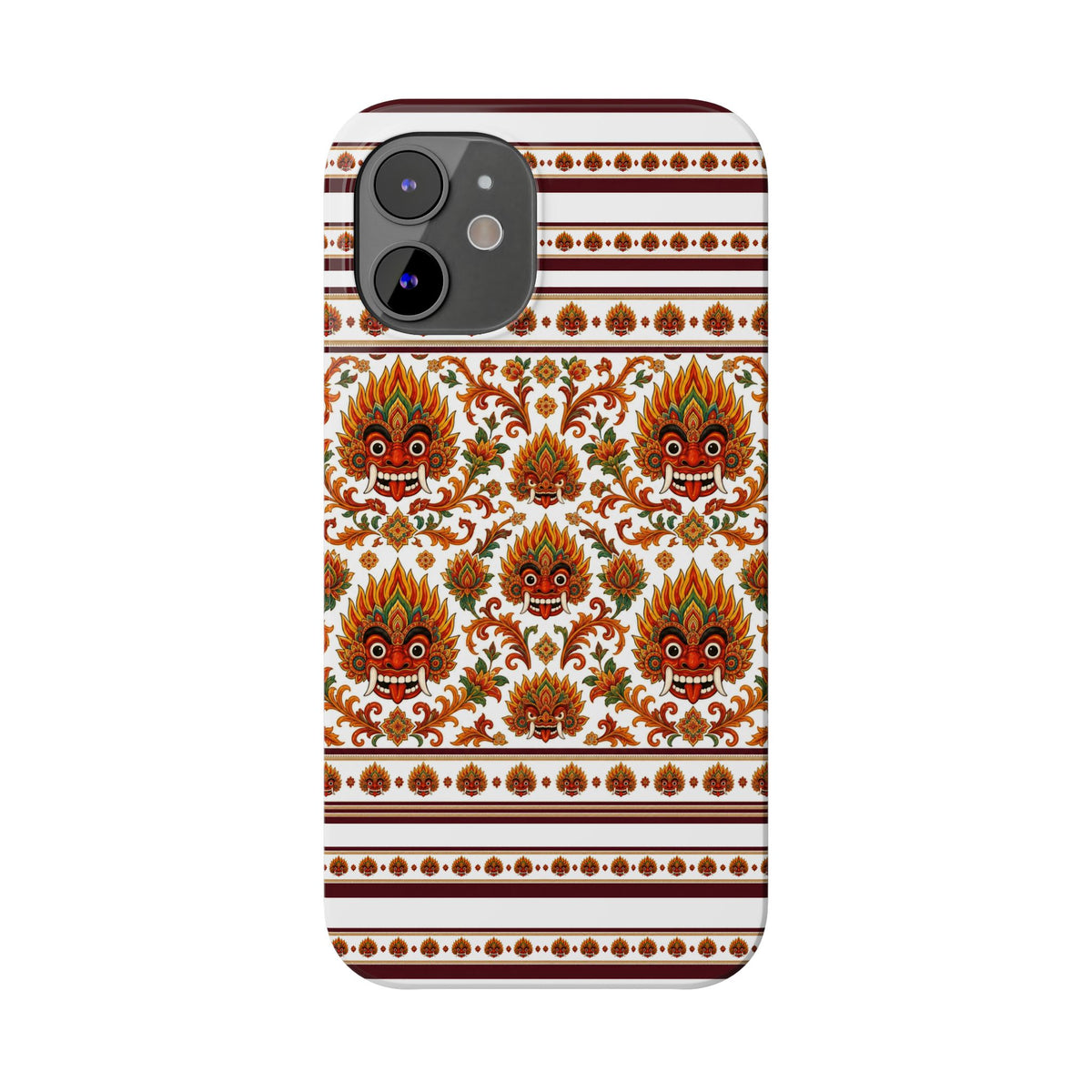 Sri Lankan Gift Slim Phone Case Raksha Floral Folk Mask Pattern