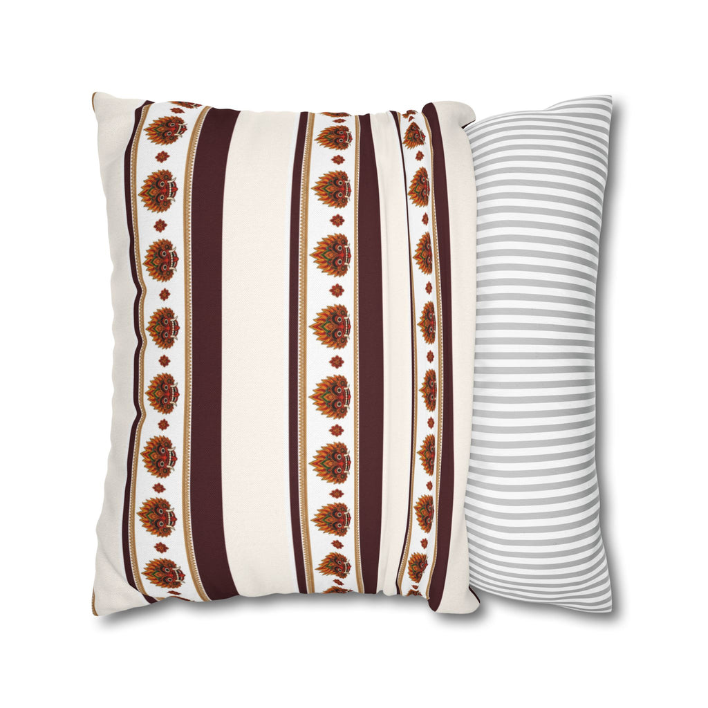 Raksha Stripe Cushion Cover Sri Lankan Devil Dance Repeat Pattern Throw Pillow