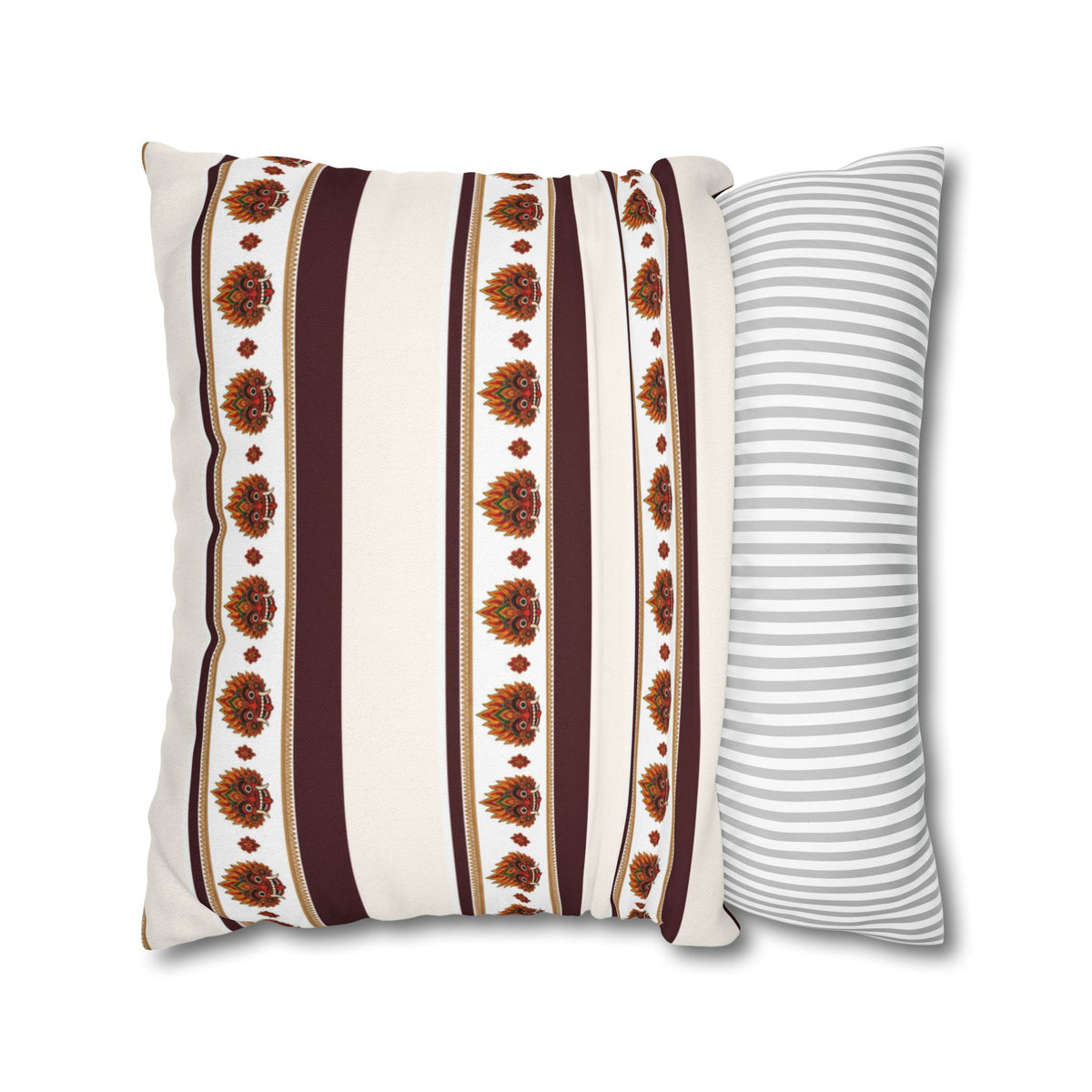 Raksha Stripe Cushion Cover Sri Lankan Devil Dance Repeat Pattern Throw Pillow