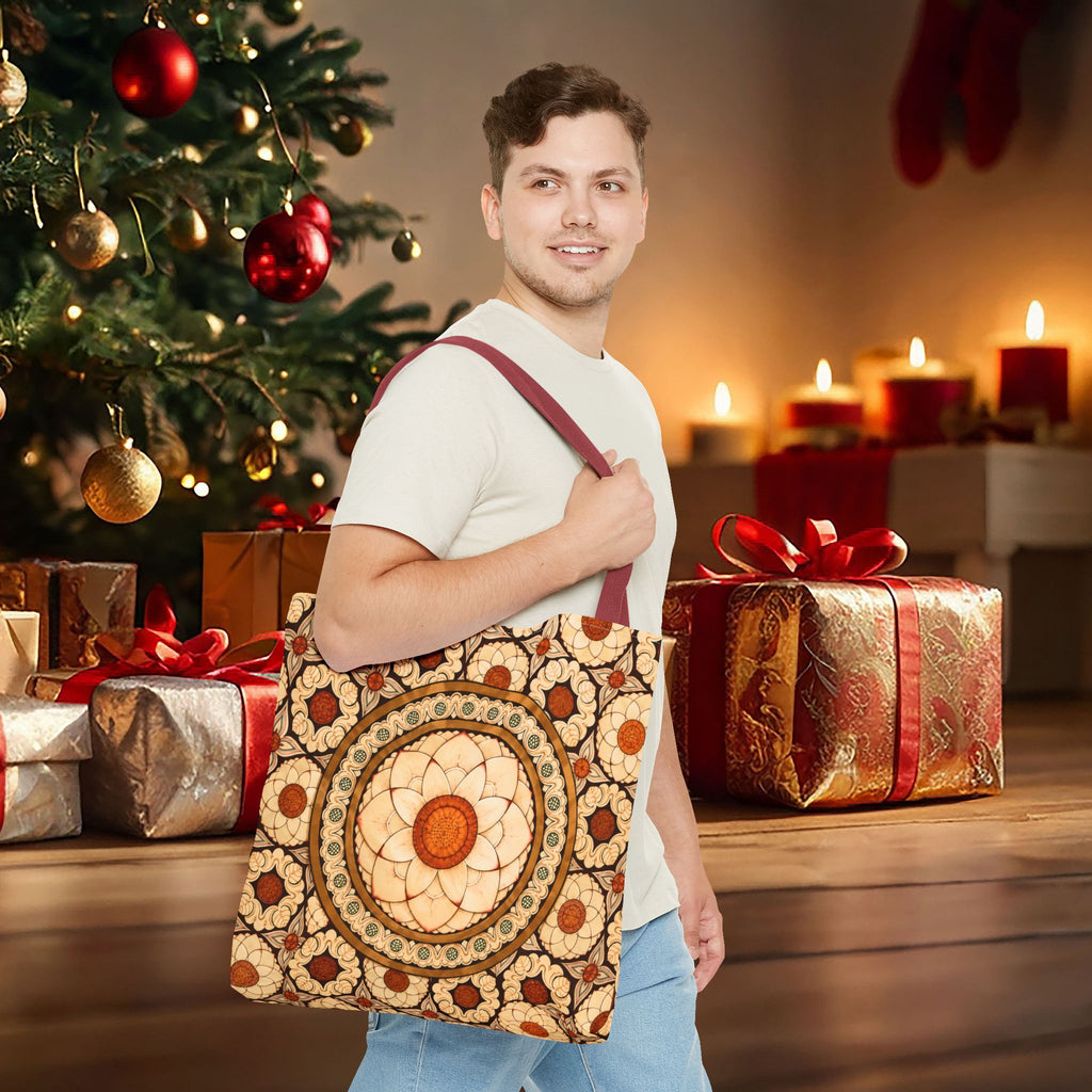 Sri Lankan Floral Mandala Tote Bag Cream & Terracotta