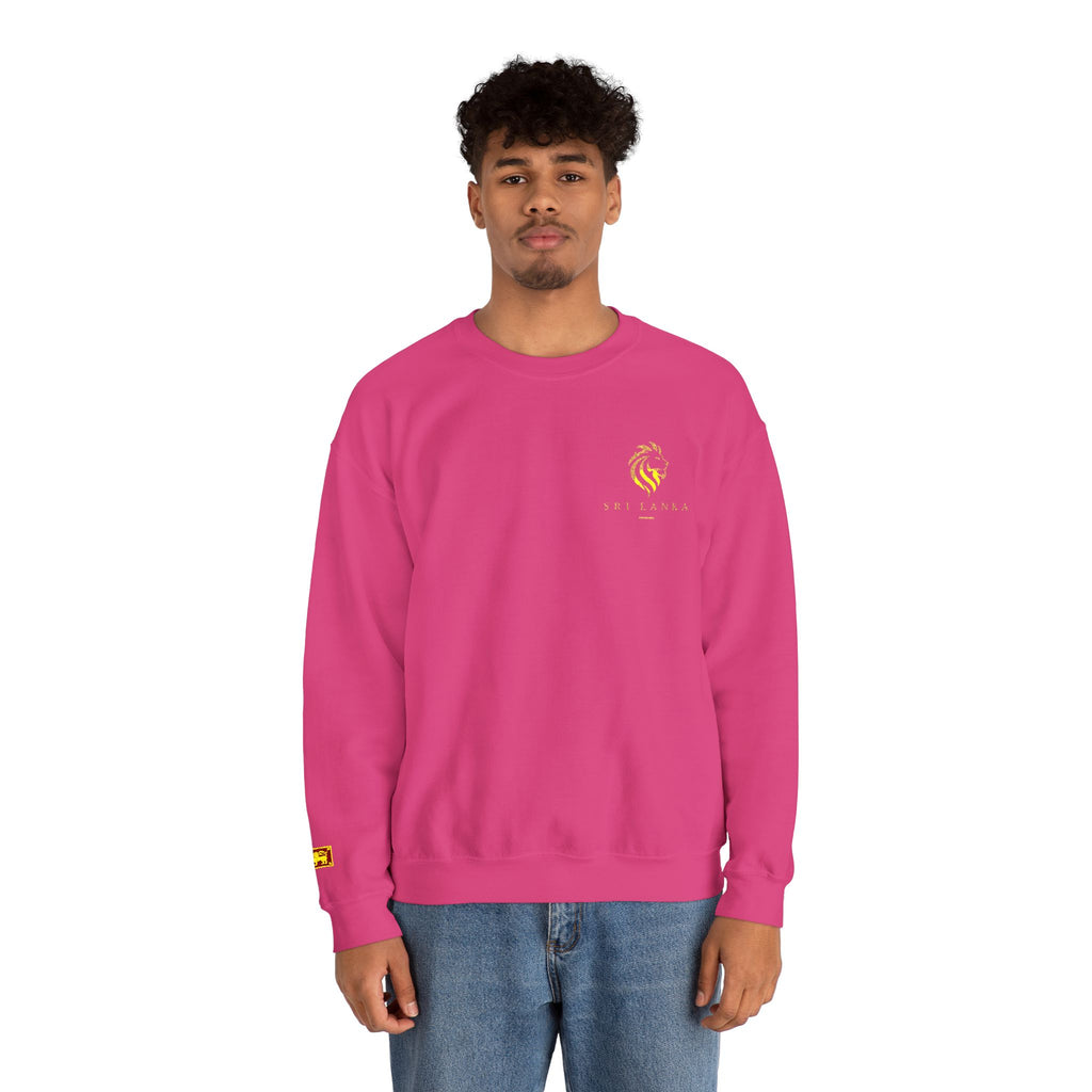 Embroideredlion face srilanka flag Minimal Palm Crest Sweatshirt — Small Tropical Logo Crewneck