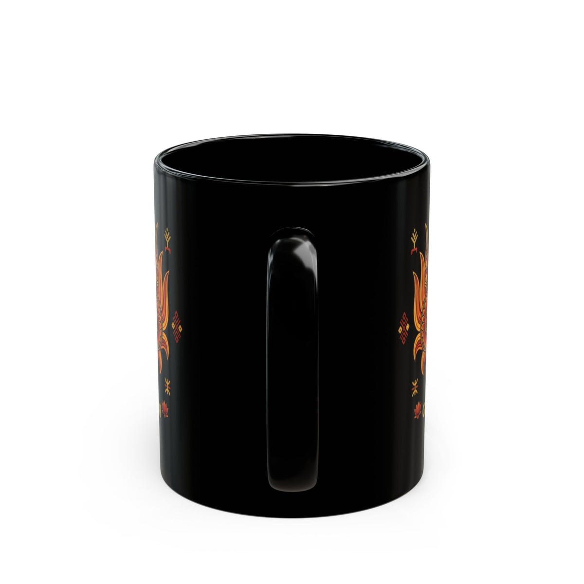 Gara Yaka Black Coffee Mug Sri Lankan Demon Mask Raksha Folk Art Ceramic Cup