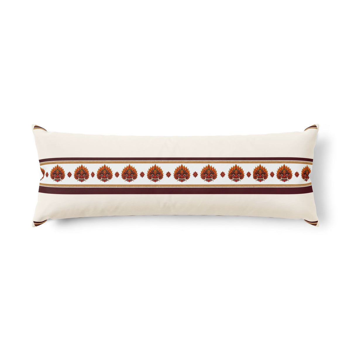 Raksha Mask Lumbar Pillow Cover Sri Lankan Devil Dance Long Decorative Cushion