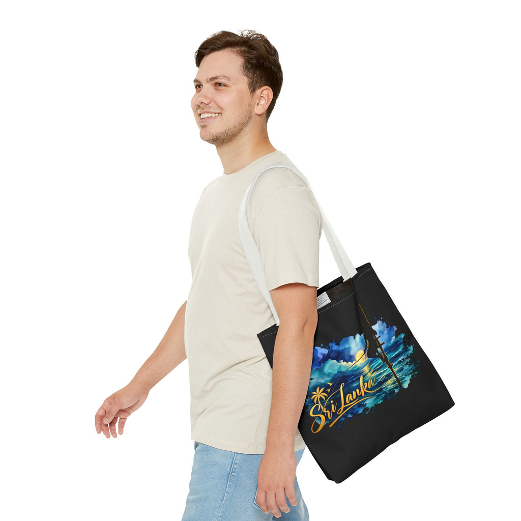 Sri Lanka Stilt Fisherman Tote Bag Island Dusk Beach Bag