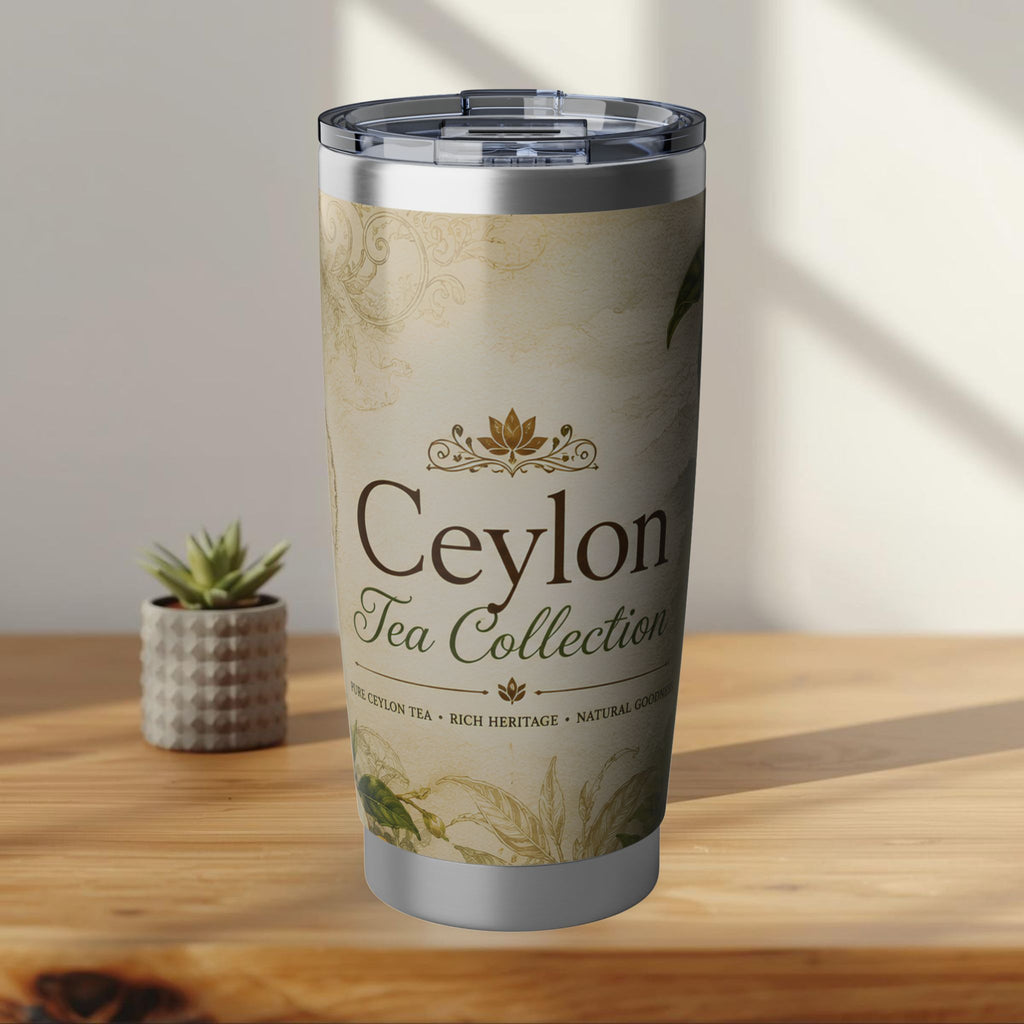 Ceylon Tea Collection Tumbler | Vintage Tea Label 20oz Travel Cup