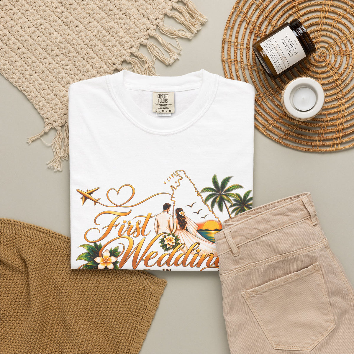 Sri Lanka Destination Wedding T-Shirt — "First Wedding Sri Lanka" Couple Tee (Roshini & Rohan 2026)