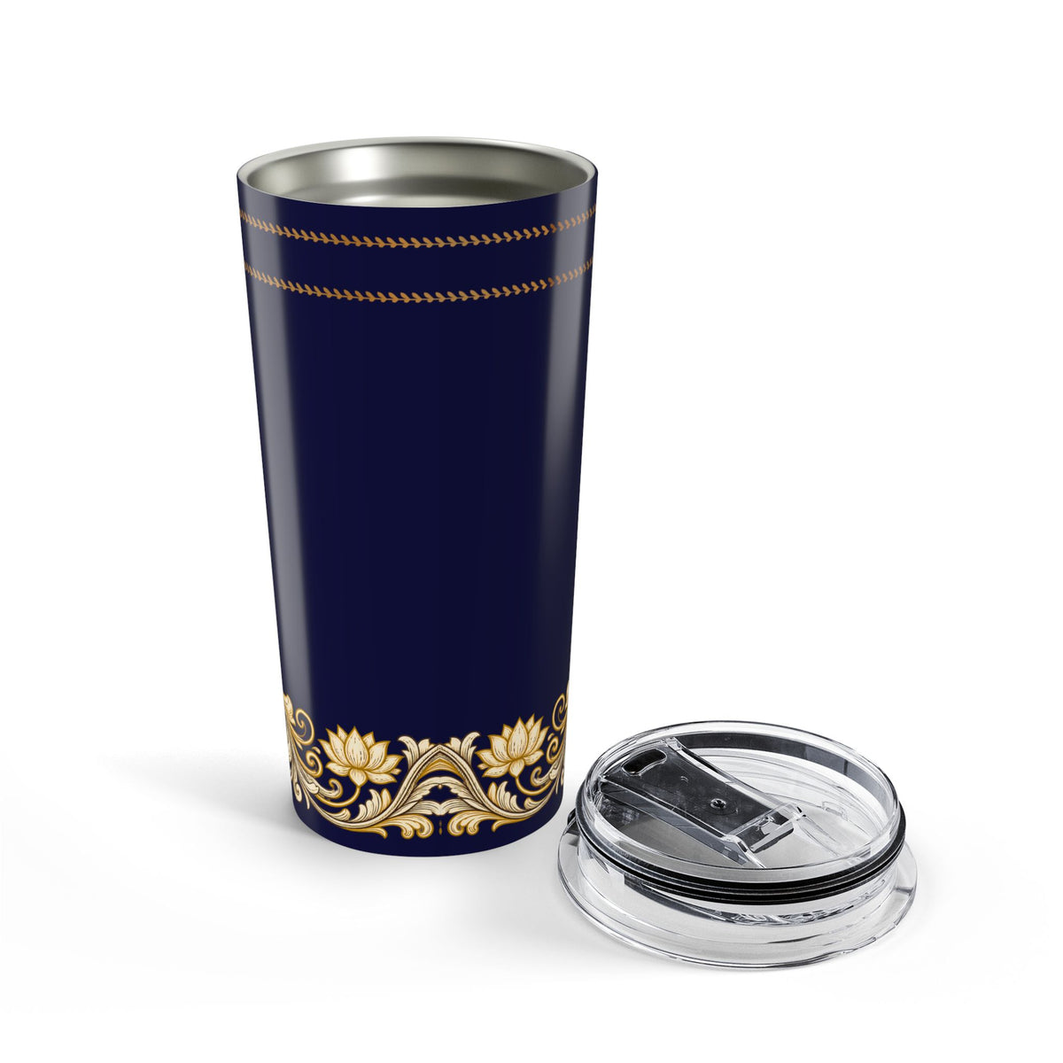 Navy & Gold Baroque 20 oz Insulated Travel Tumbler