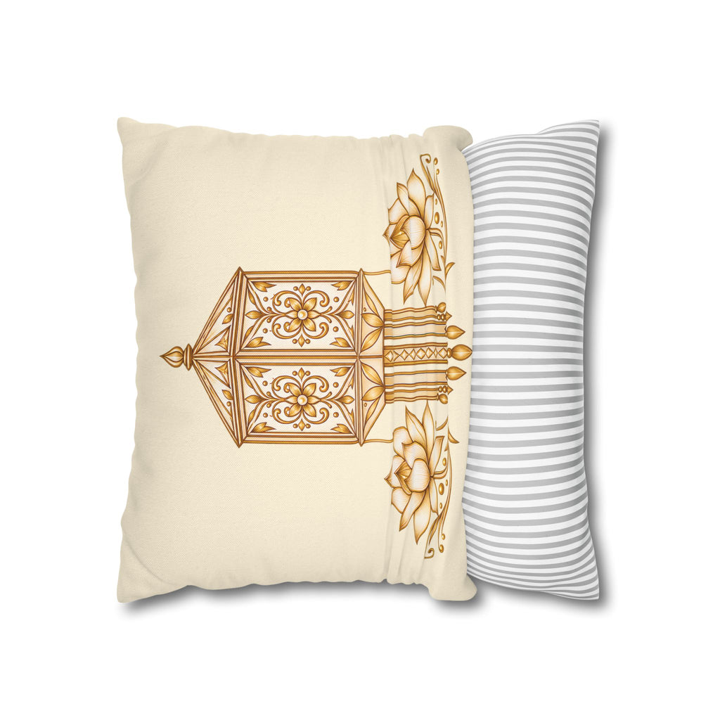 Lotus & Lantern Cushion Cover – Sri Lankan Gift Pillowcase