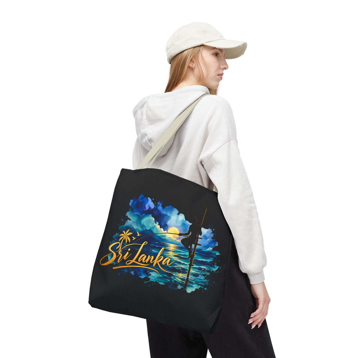 Sri Lanka Stilt Fisherman Tote Bag Island Dusk Beach Bag