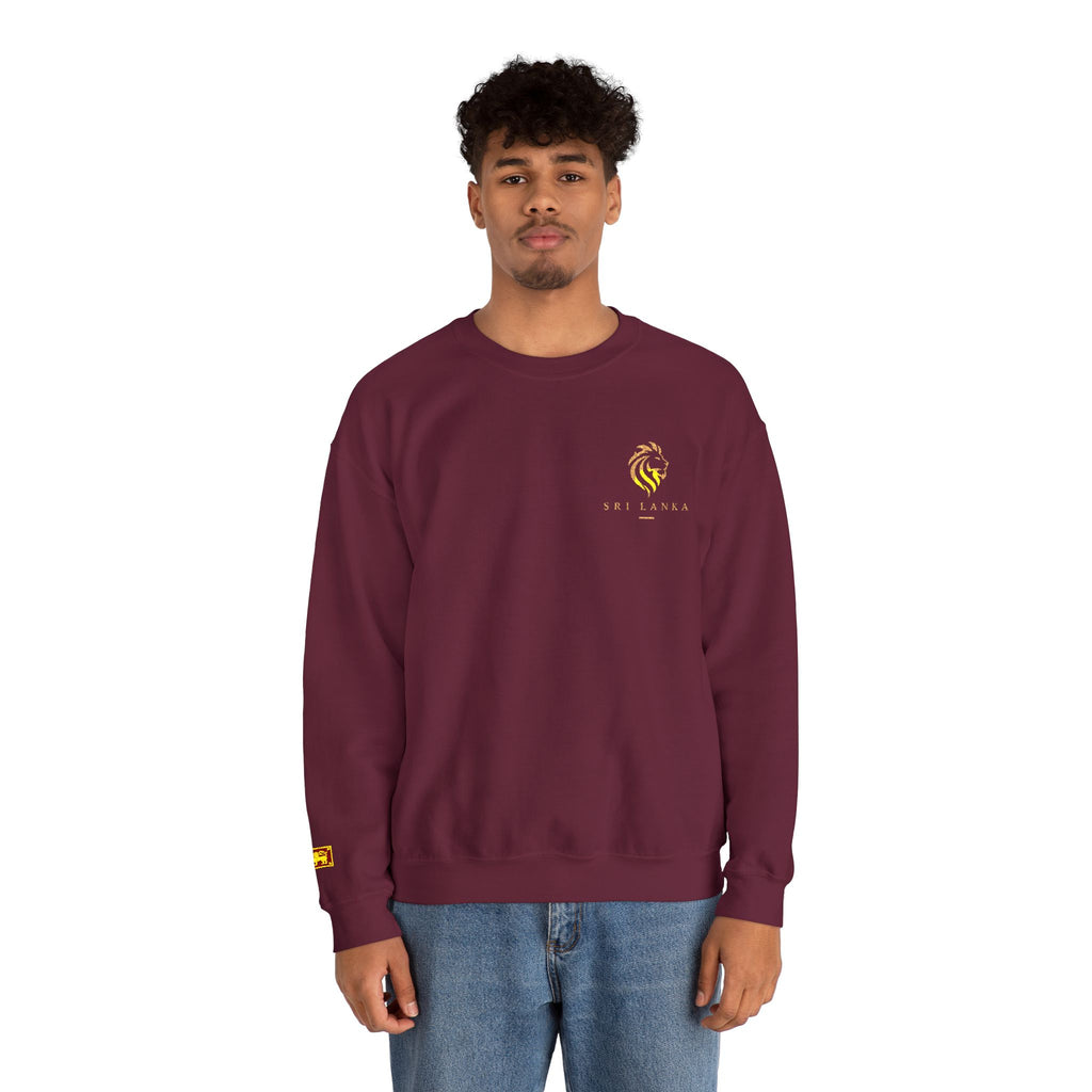 Embroideredlion face srilanka flag Minimal Palm Crest Sweatshirt — Small Tropical Logo Crewneck