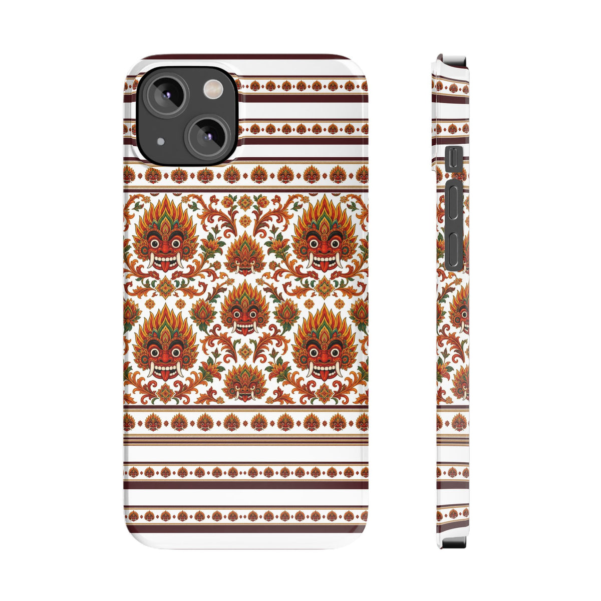 Sri Lankan Gift Slim Phone Case Raksha Floral Folk Mask Pattern