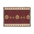Raksha Mask Woven Throw Blanket Sri Lankan Devil Dance Heritage Fringe Blanket