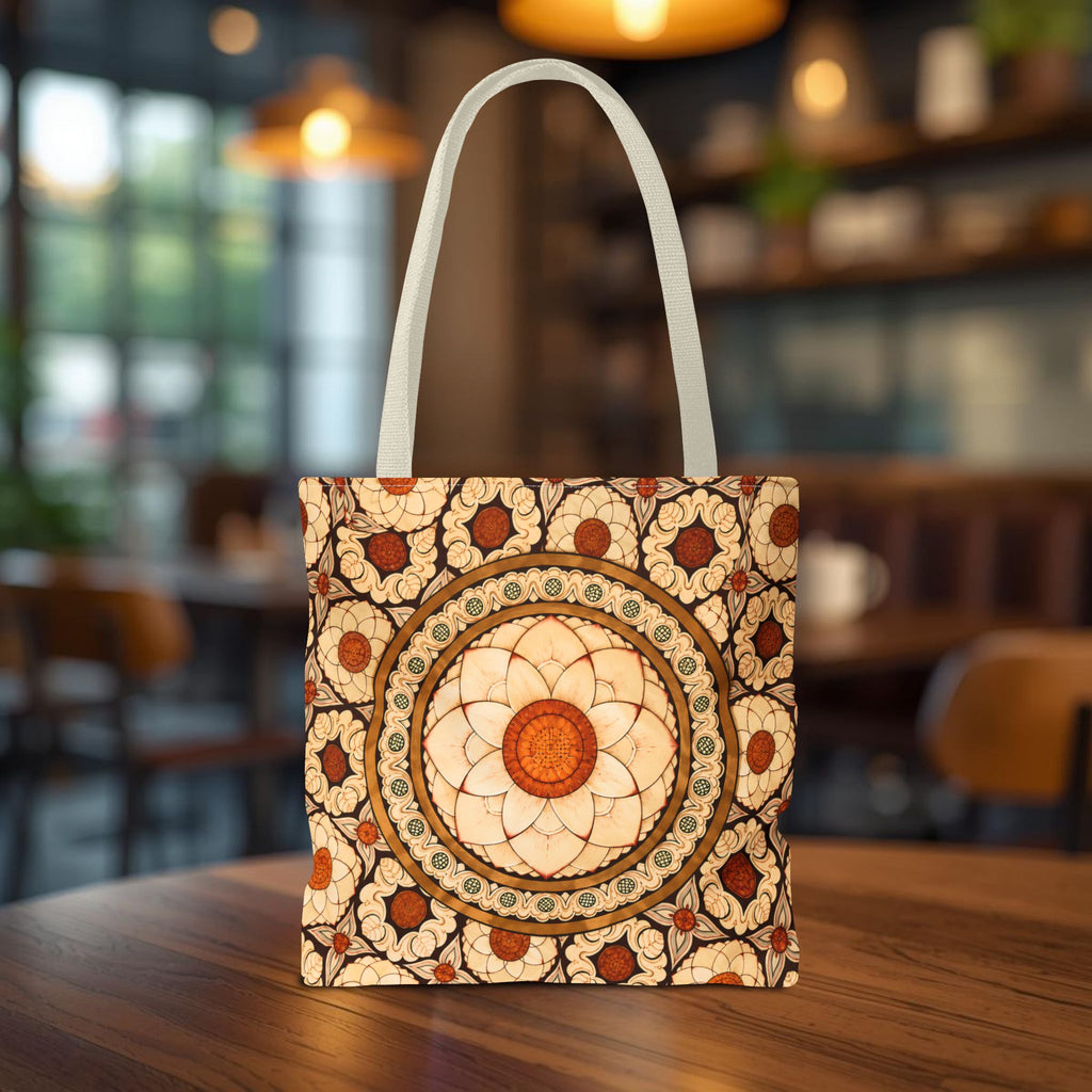 Sri Lankan Floral Mandala Tote Bag Cream & Terracotta