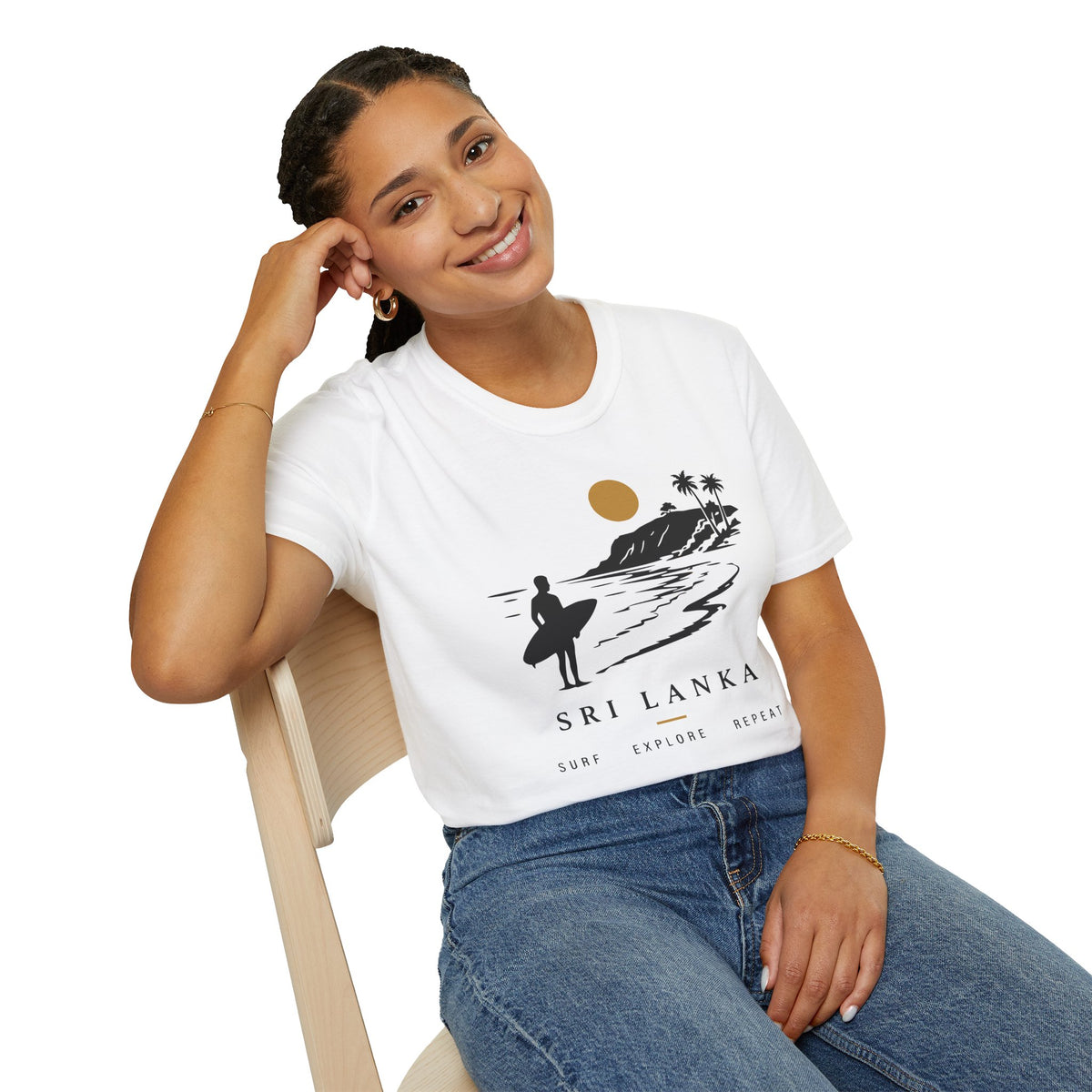 Sri Lanka Surf  Unisex T-Shirt  Surf Explore Repeat Beach Tee