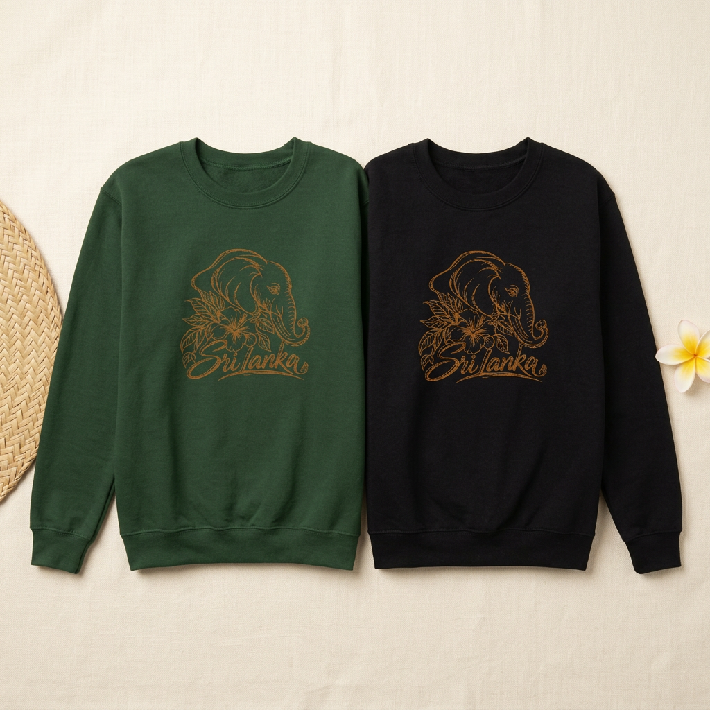 Sri Lankan Elephant Kids’ Sweatshirt | Floral Crewneck