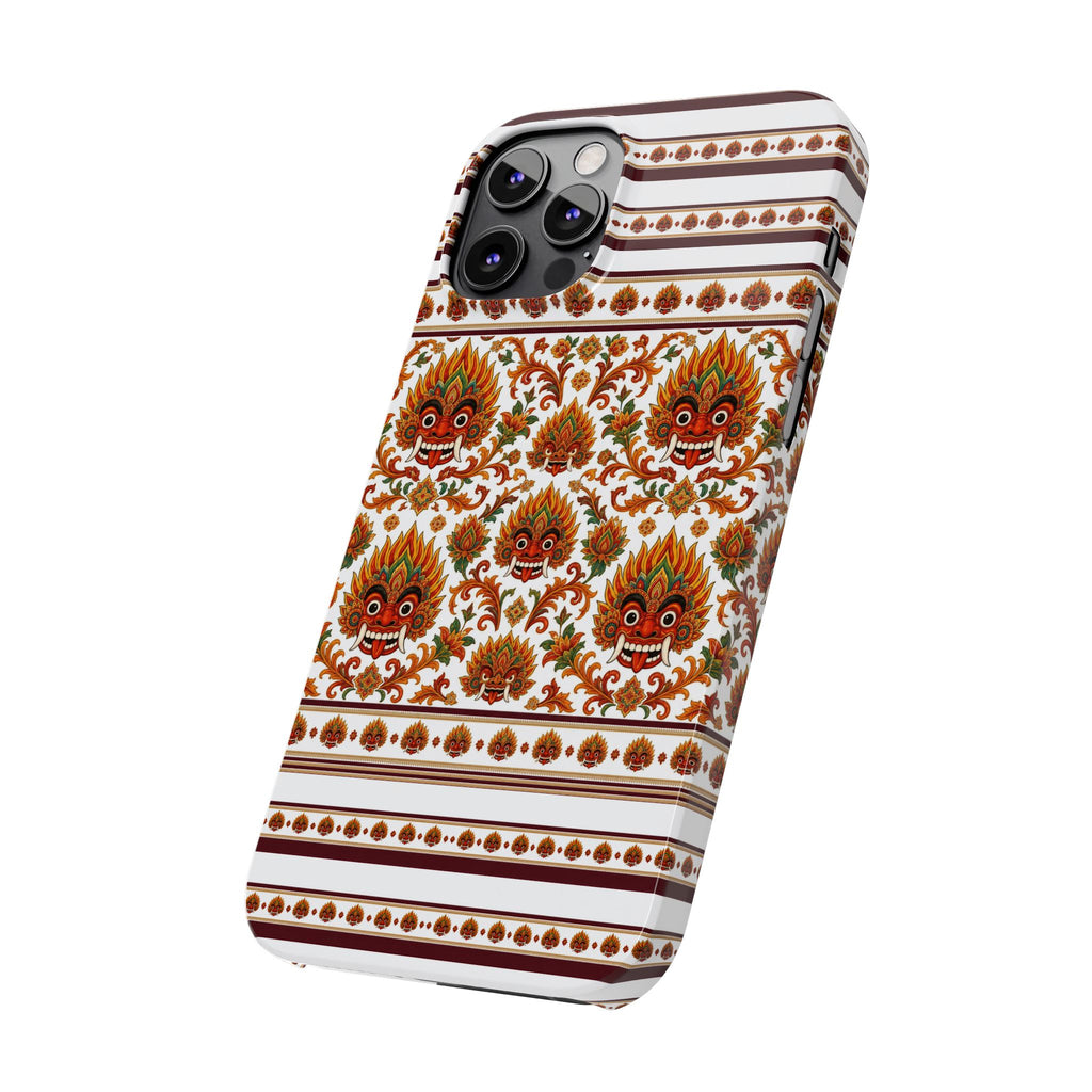 Sri Lankan Gift Slim Phone Case Raksha Floral Folk Mask Pattern