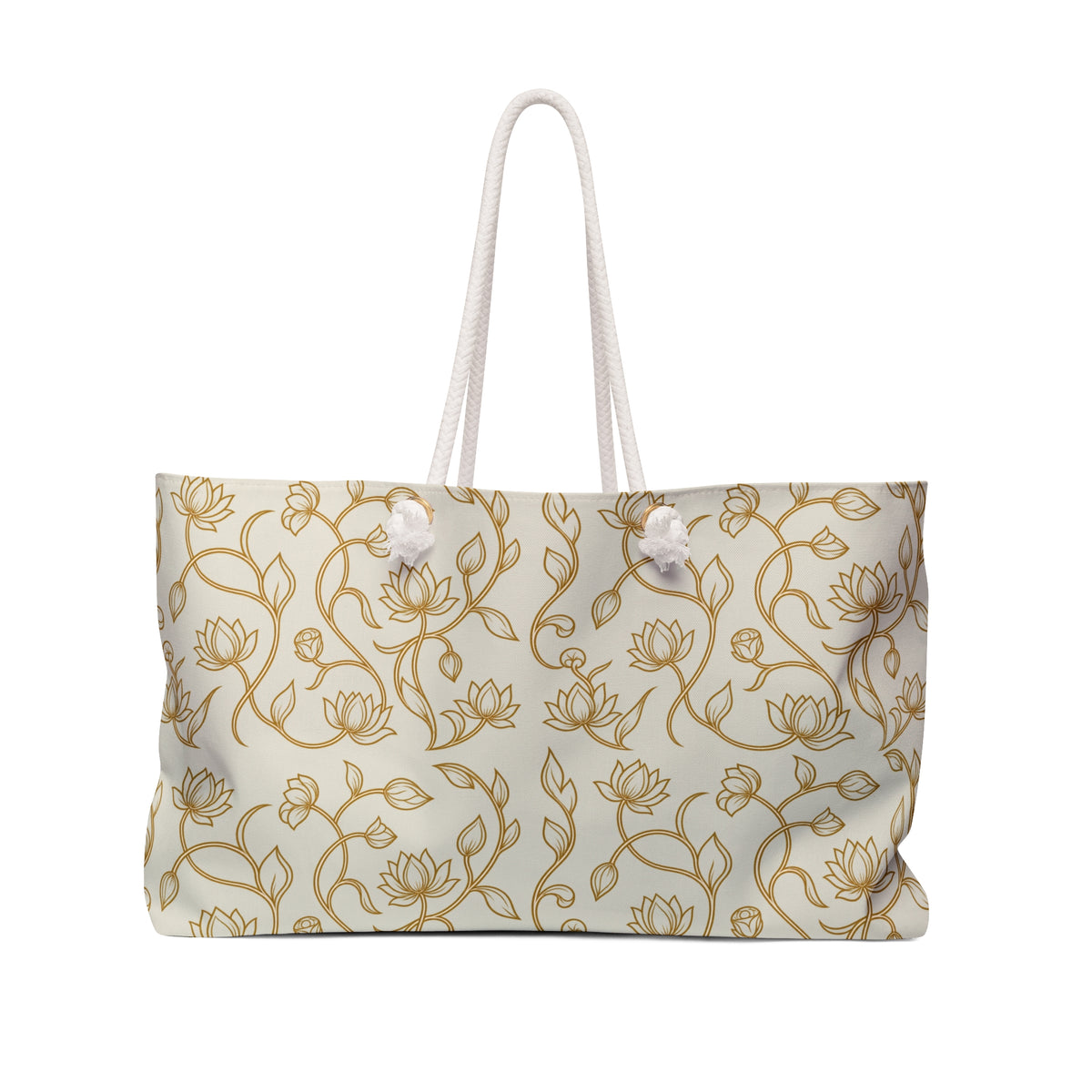 Ceylon Lotus Weekender Bag Sri Lankan Temple Flower Gold Botanical Travel Tote