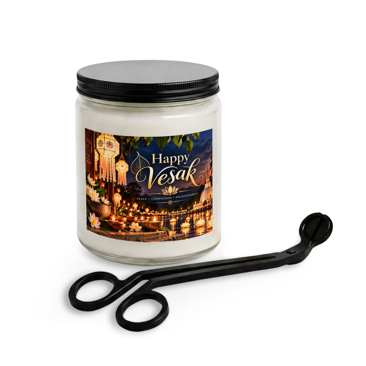 Happy Vesak Candle Set with Wick Trimmer