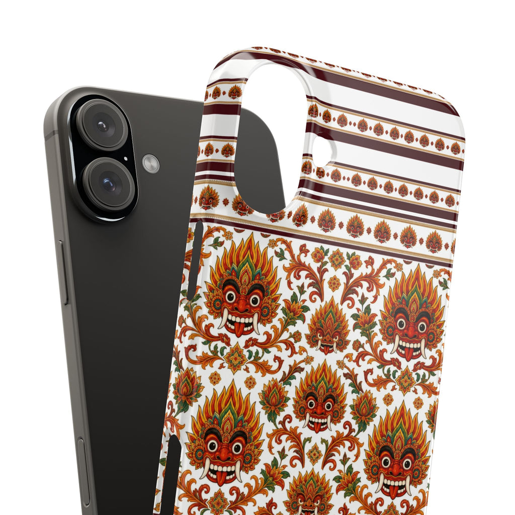 Sri Lankan Gift Slim Phone Case Raksha Floral Folk Mask Pattern