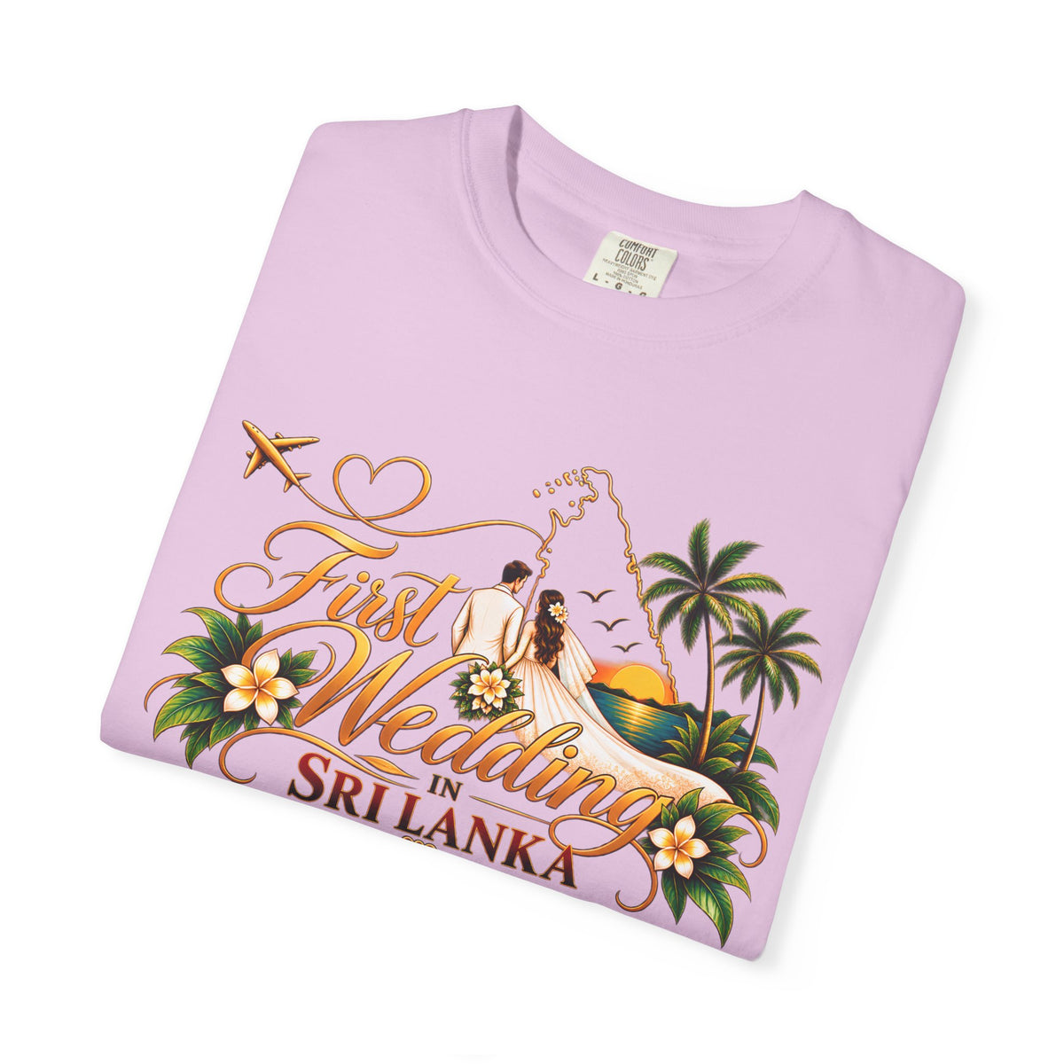 Sri Lanka Destination Wedding T-Shirt — "First Wedding Sri Lanka" Couple Tee (Roshini & Rohan 2026)