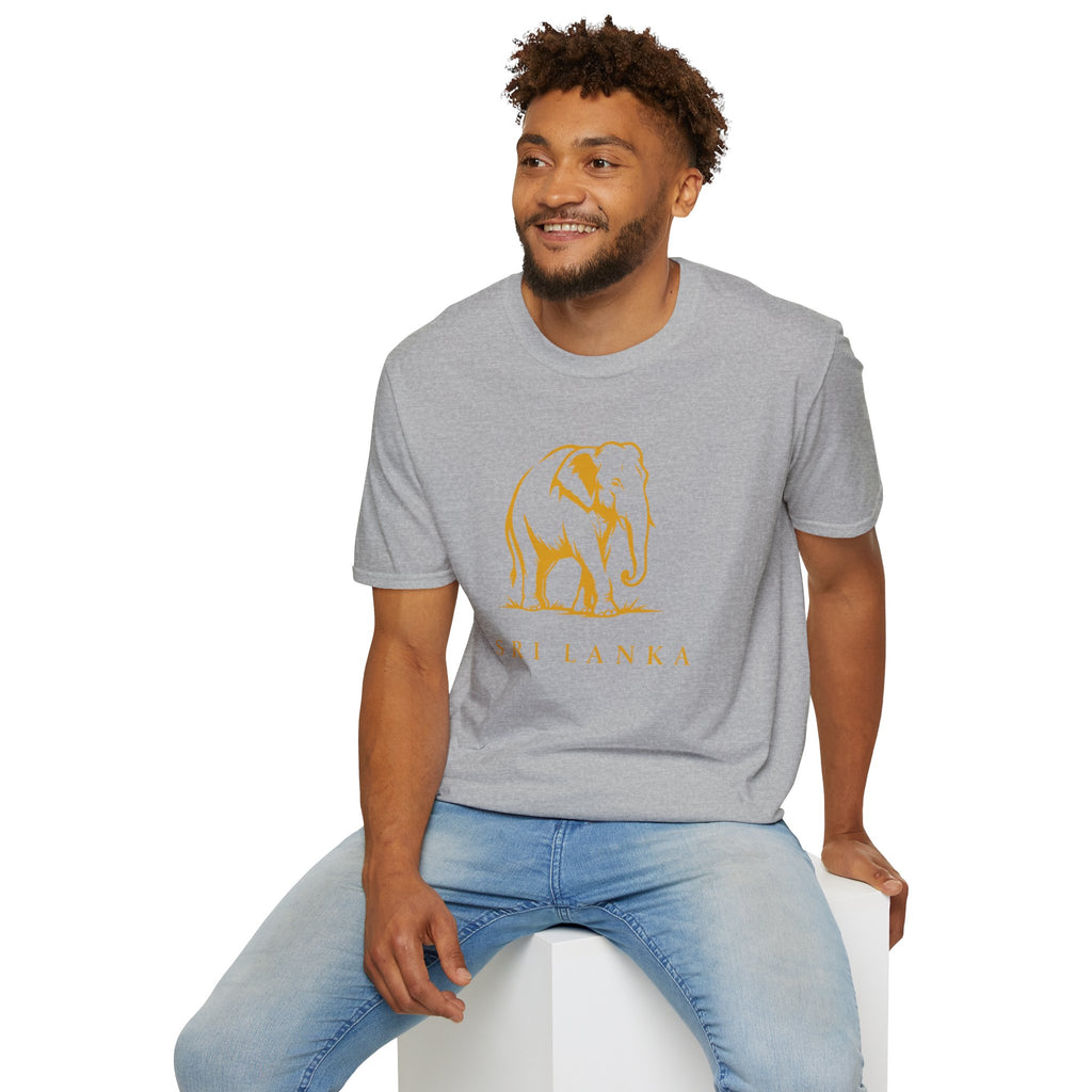 Sri Lanka Elephant Unisex T-Shirt Minimal Ochre Graphic Tee