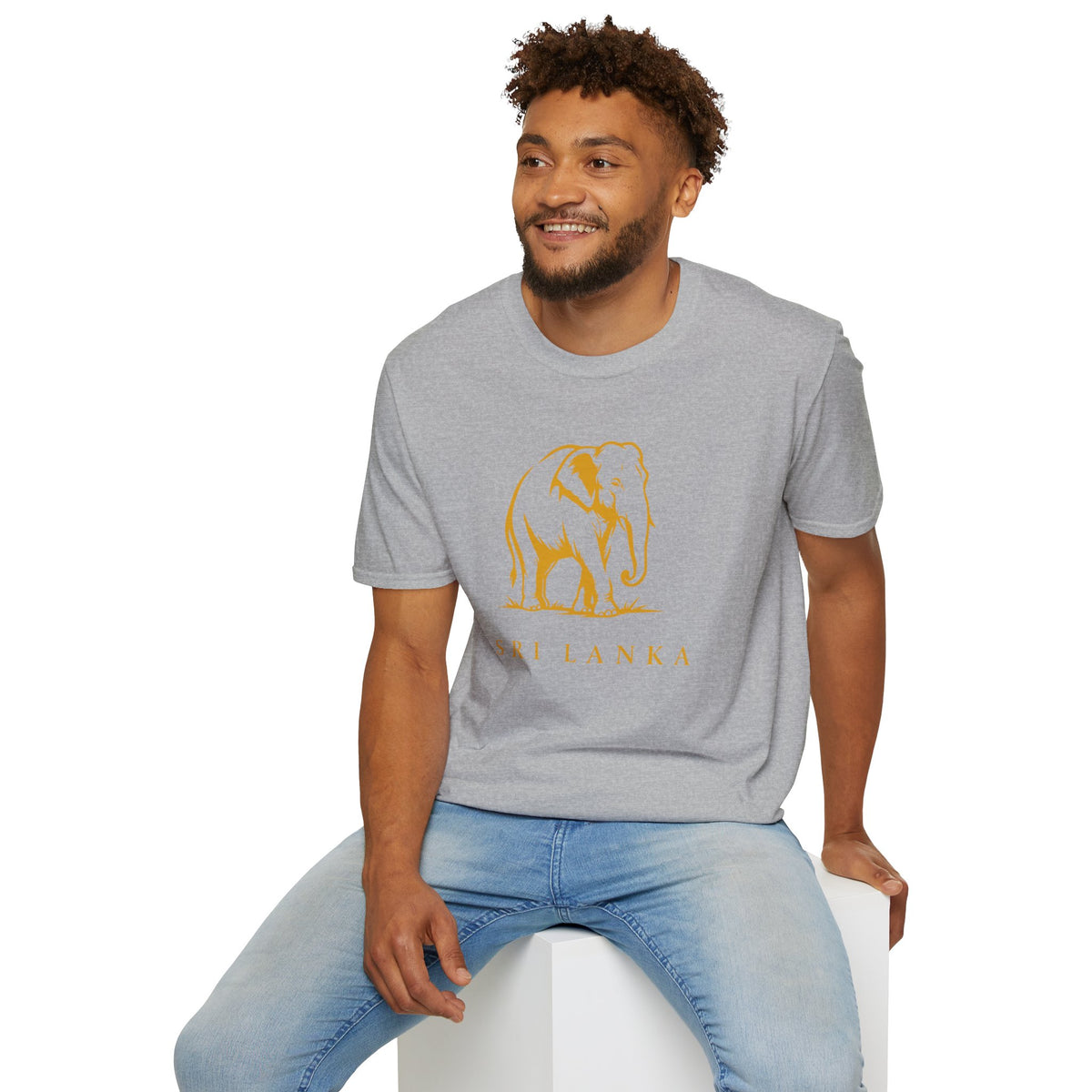 Sri Lanka Elephant Unisex T-Shirt Minimal Ochre Graphic Tee