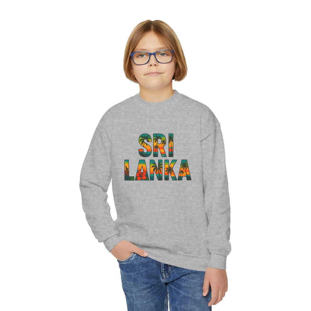 Sri Lanka Kids’ Crewneck Sweatshirt | Tropical Floral Lettering