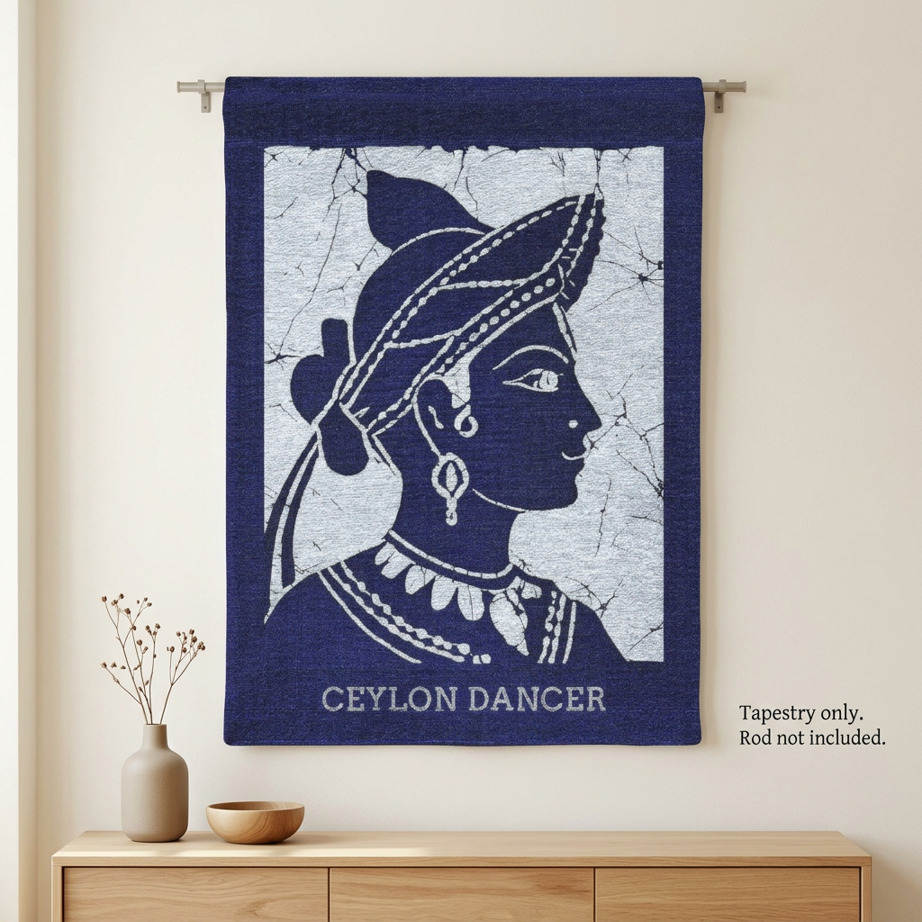 Ceylon Dancer Woven Wall Tapestry | Batik-Inspired Art