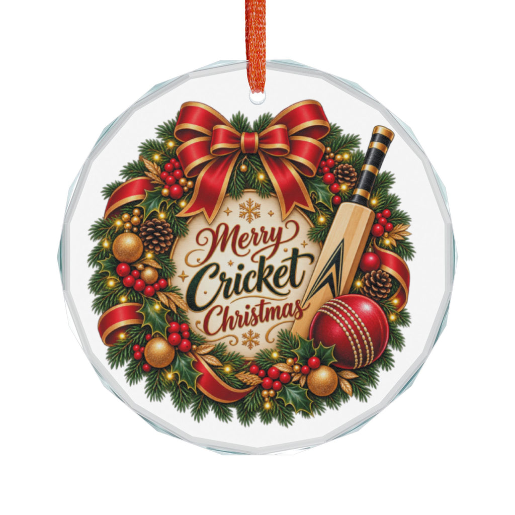 Merry Cricket Christmas Glass Ornament | Cricket Fan Gift