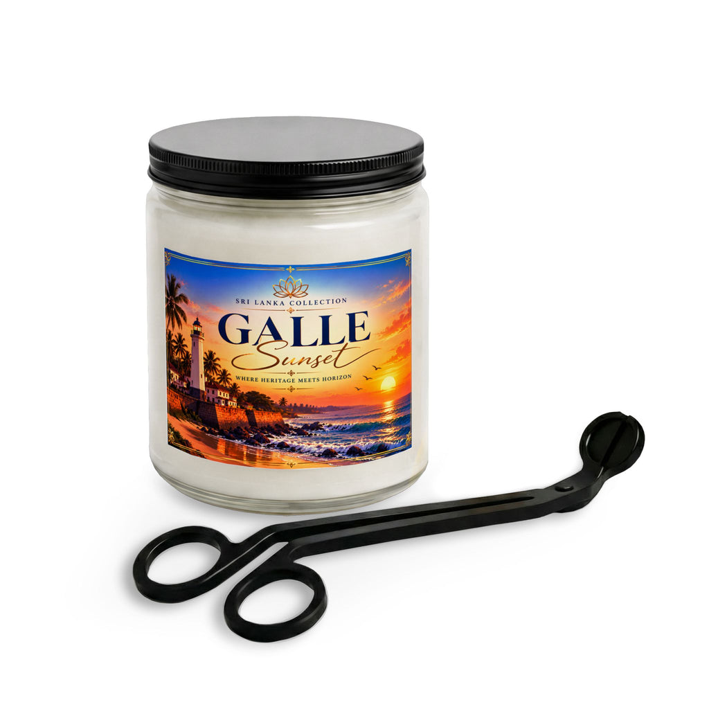 Galle Sunset Candle Set with Wick Trimmer | Coastal Lighthouse Sunset Scented Jar