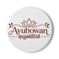 Ayubowan Lotus  Ceramic Coaste Sri Lankan Blessing Burgundy Typography Drink Coaster