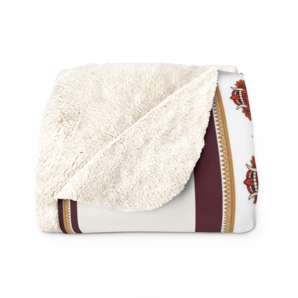 Sri Lankan Gift Sherpa Fleece Blanket Raksha Mask Vertical Border