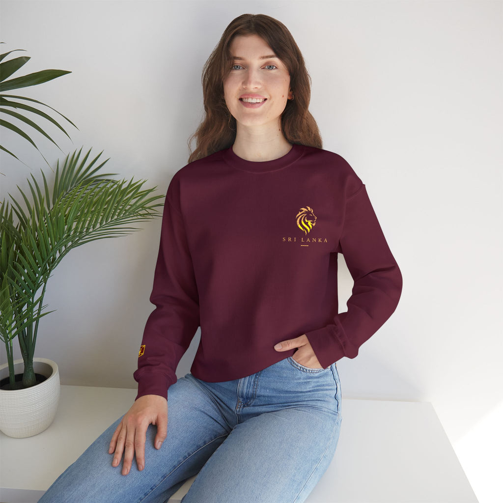 Embroideredlion face srilanka flag Minimal Palm Crest Sweatshirt — Small Tropical Logo Crewneck