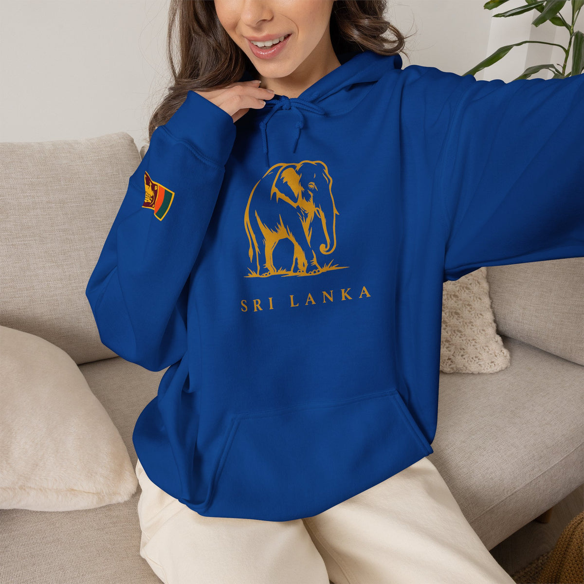 Sri Lanka Elephant Unisex Hoodie Gold Heritage Design