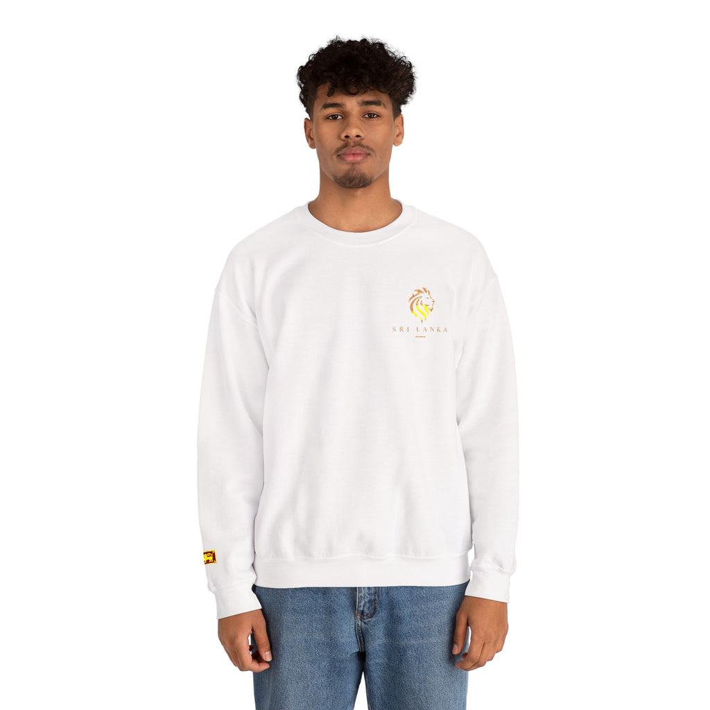 Embroideredlion face srilanka flag Minimal Palm Crest Sweatshirt — Small Tropical Logo Crewneck
