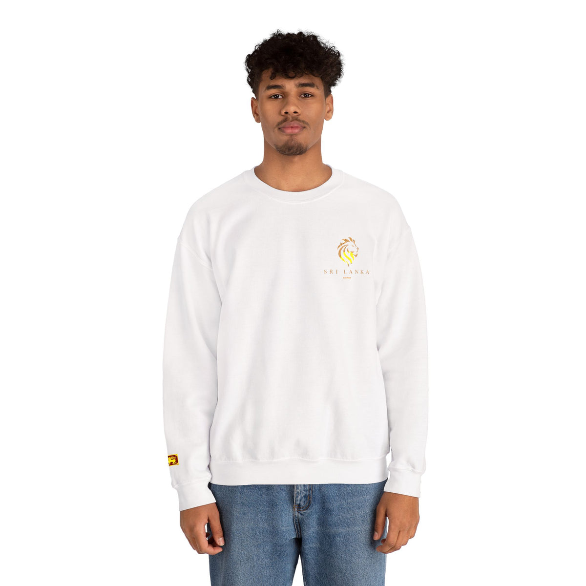 Embroideredlion face srilanka flag Minimal Palm Crest Sweatshirt — Small Tropical Logo Crewneck