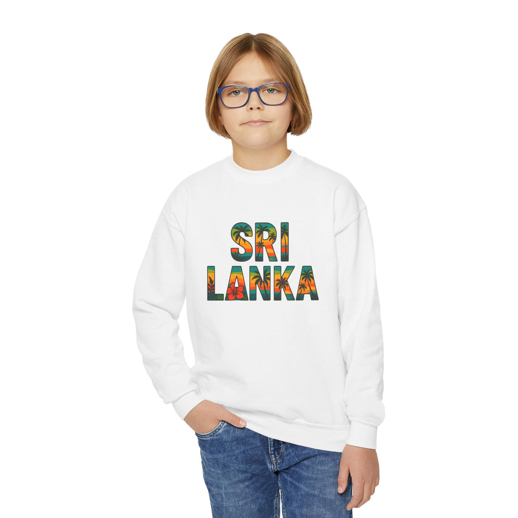Sri Lanka Kids’ Crewneck Sweatshirt | Tropical Floral Lettering