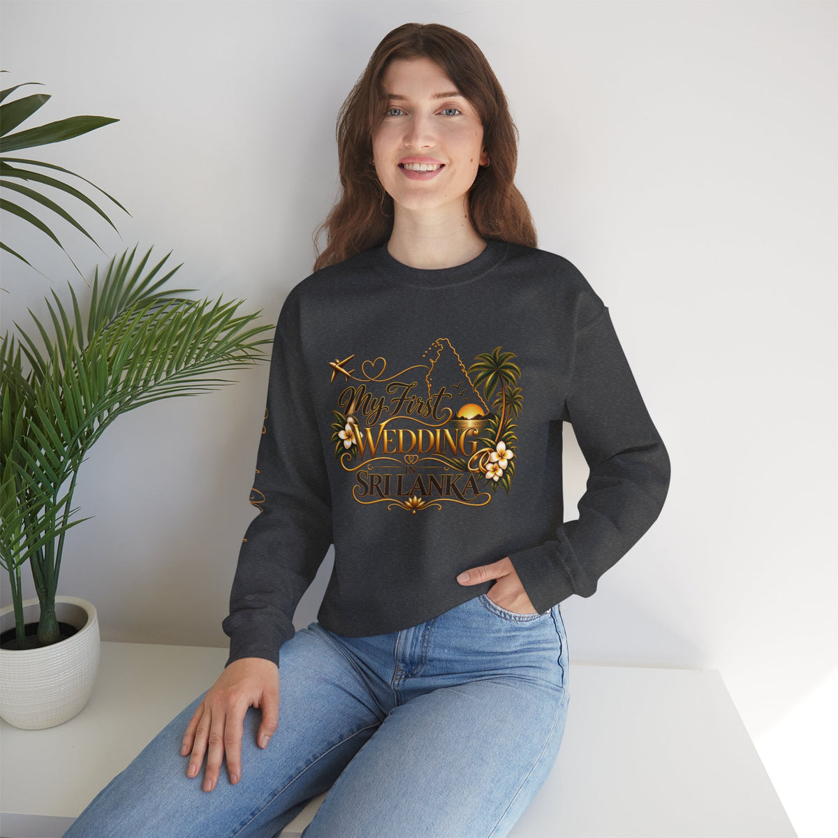 Personalized Sri Lanka Wedding Sweatshirt | Name on Right Sleeve