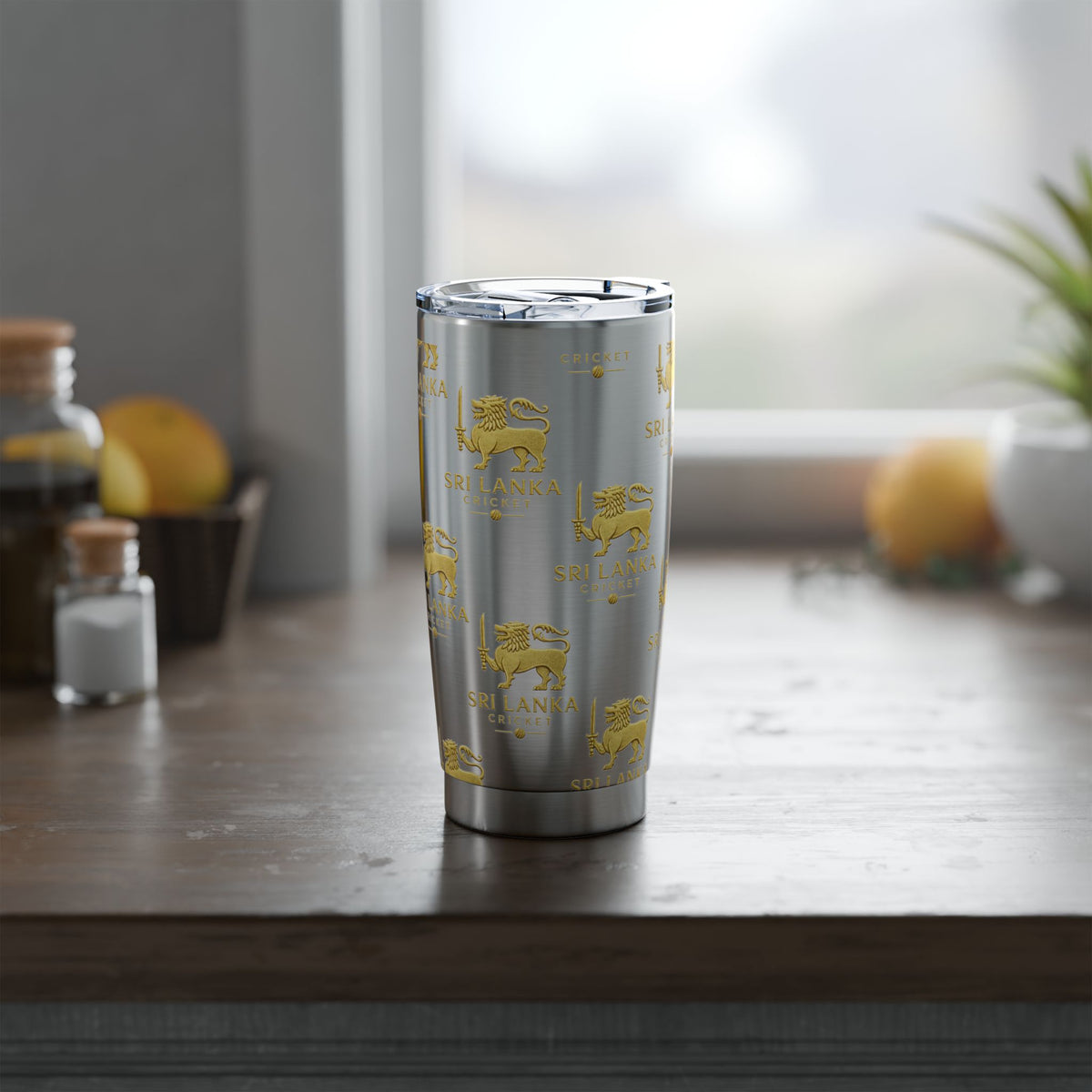 Sri Lanka Cricket Gift | Lion Crest 20 oz Travel Tumbler